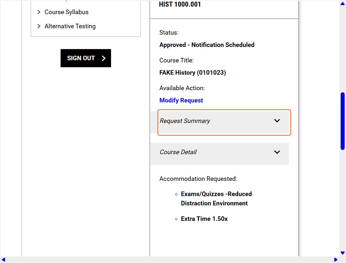 Click on Request Summary…