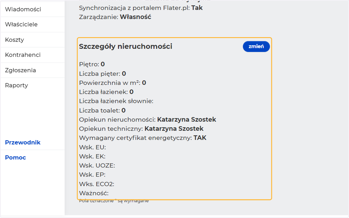W zakładce Informacje możesz dodać więcej danych jak szczegóły,CCE, czy ubezpieczenie