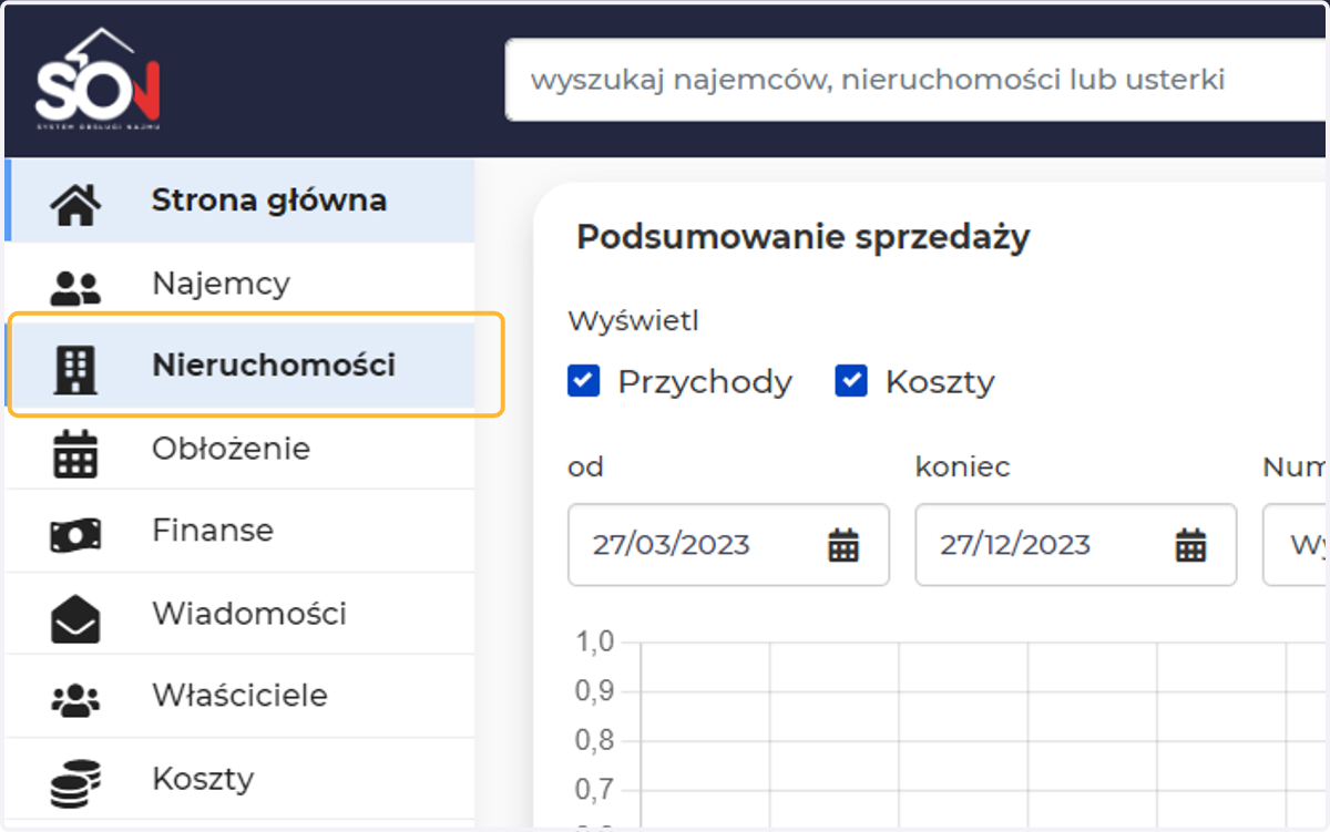 Wejdź w Menu Nieruchomości