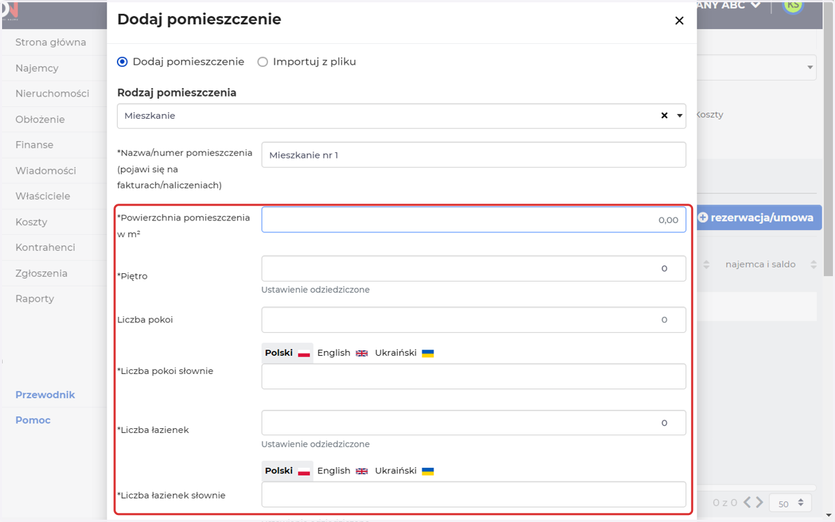 Uzupełnij wymagane pola