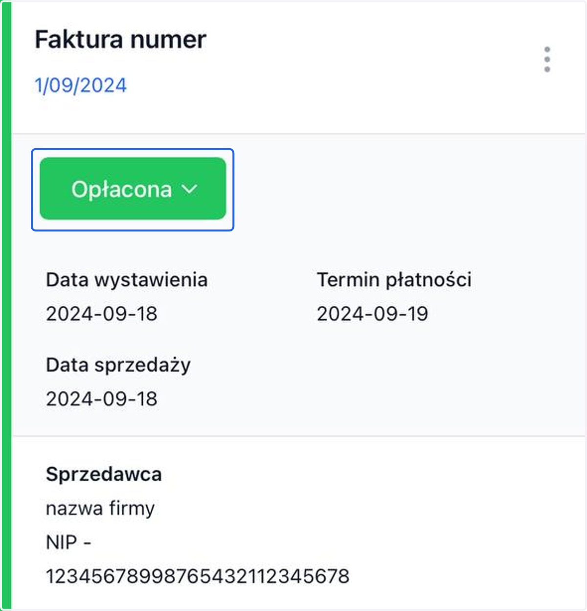 Stats faktury Opłacona.