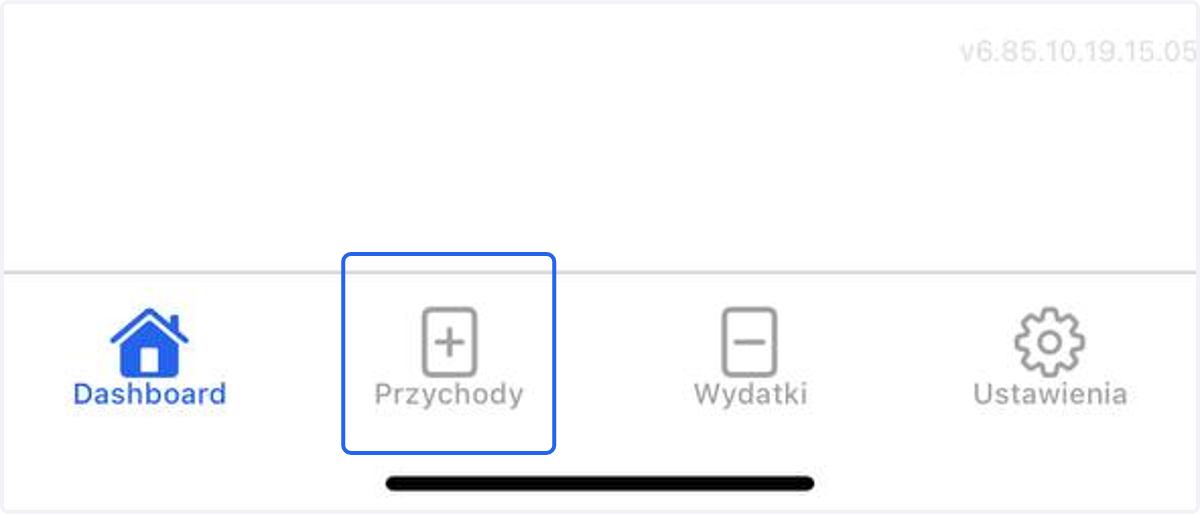 Z dolnego paska wybierz Przychody.