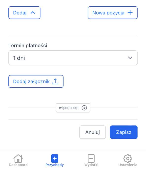Zjedź na sam dół formularza i rozwiń Więcej opcji.