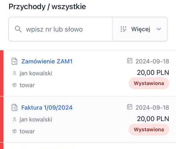 Wybierz dokument z listy.