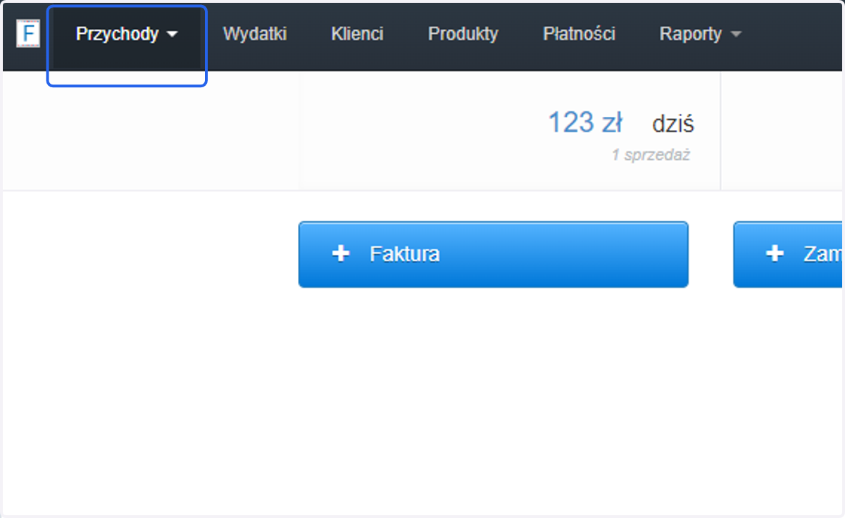 Wejdź w Przychody.