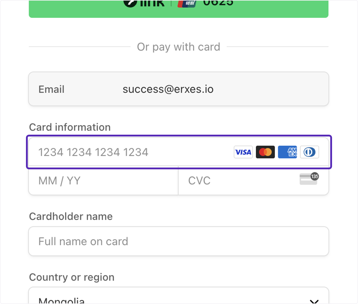 Click on Card number