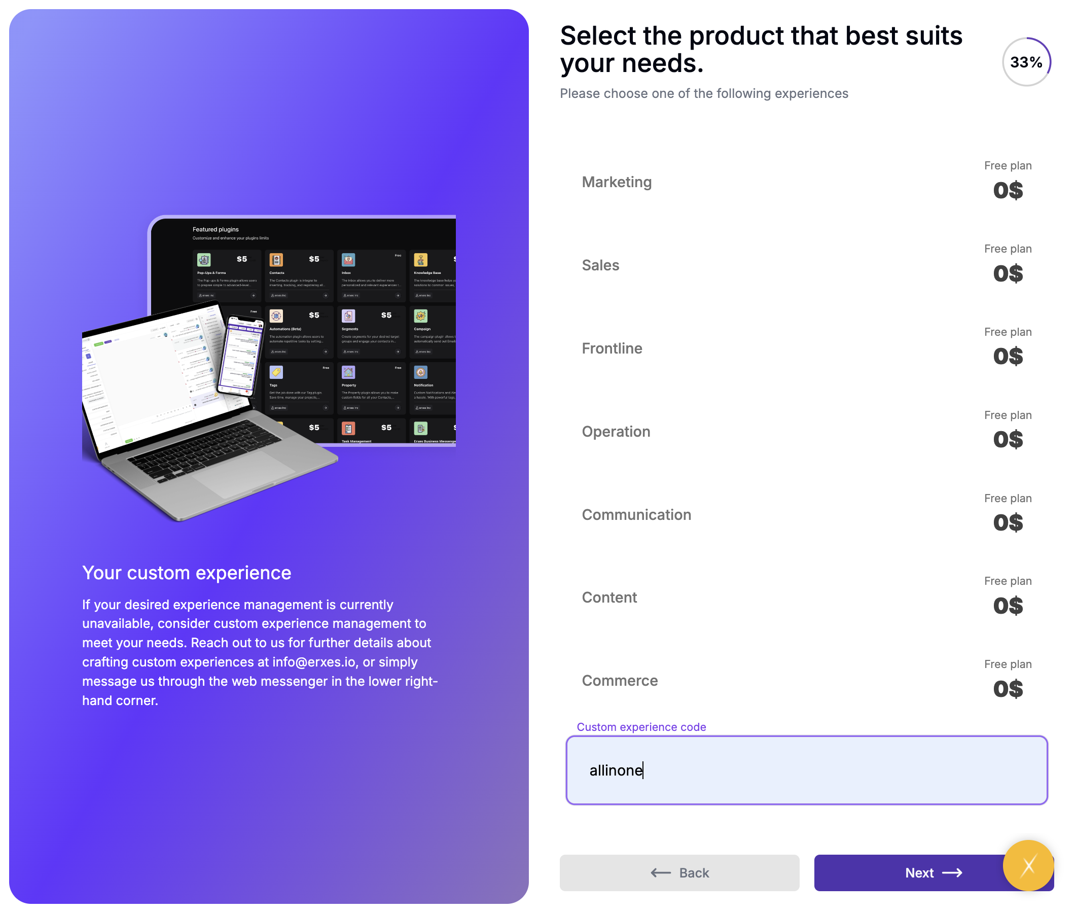 Click on Custom experience code