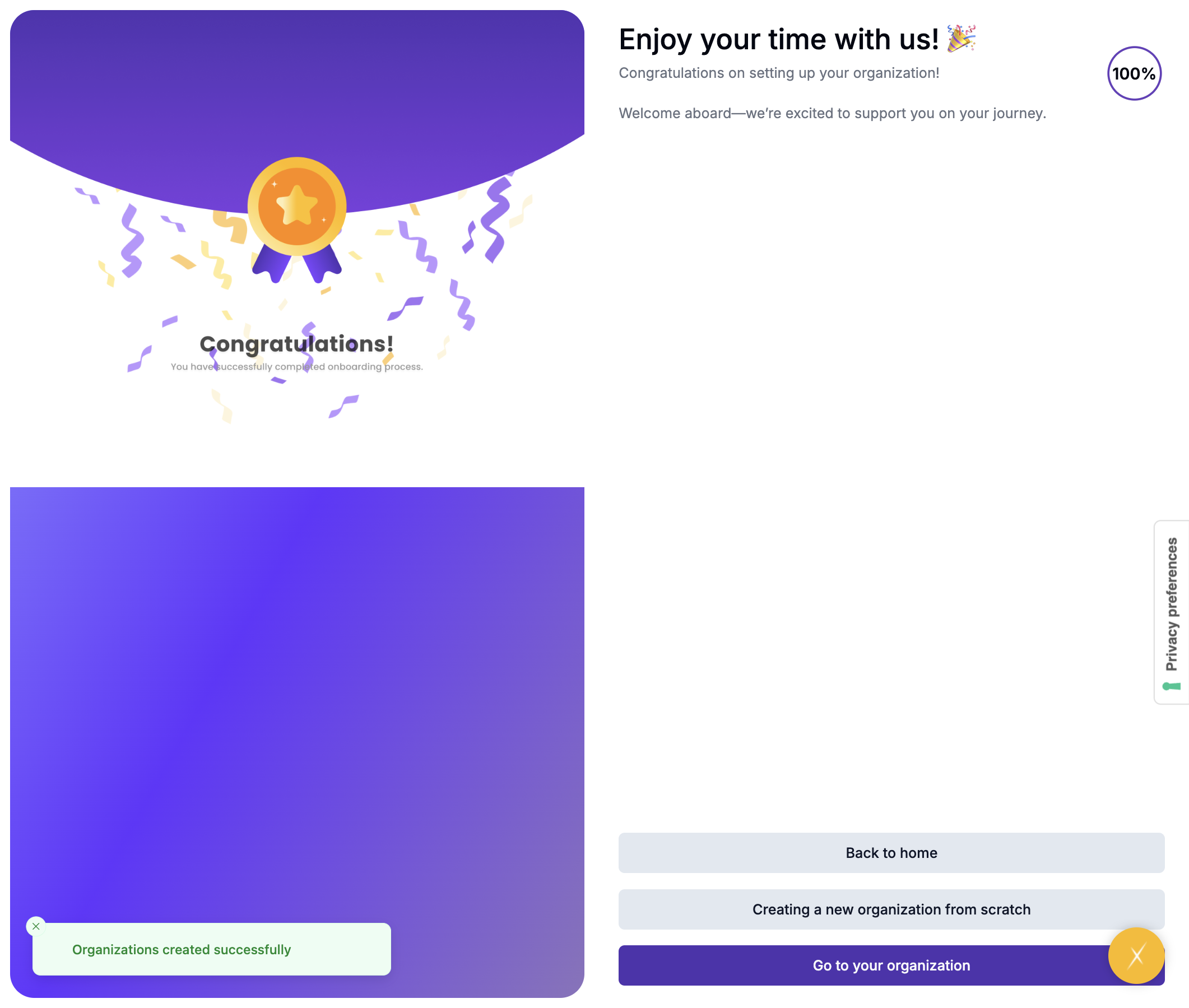 Click on Go to your organization