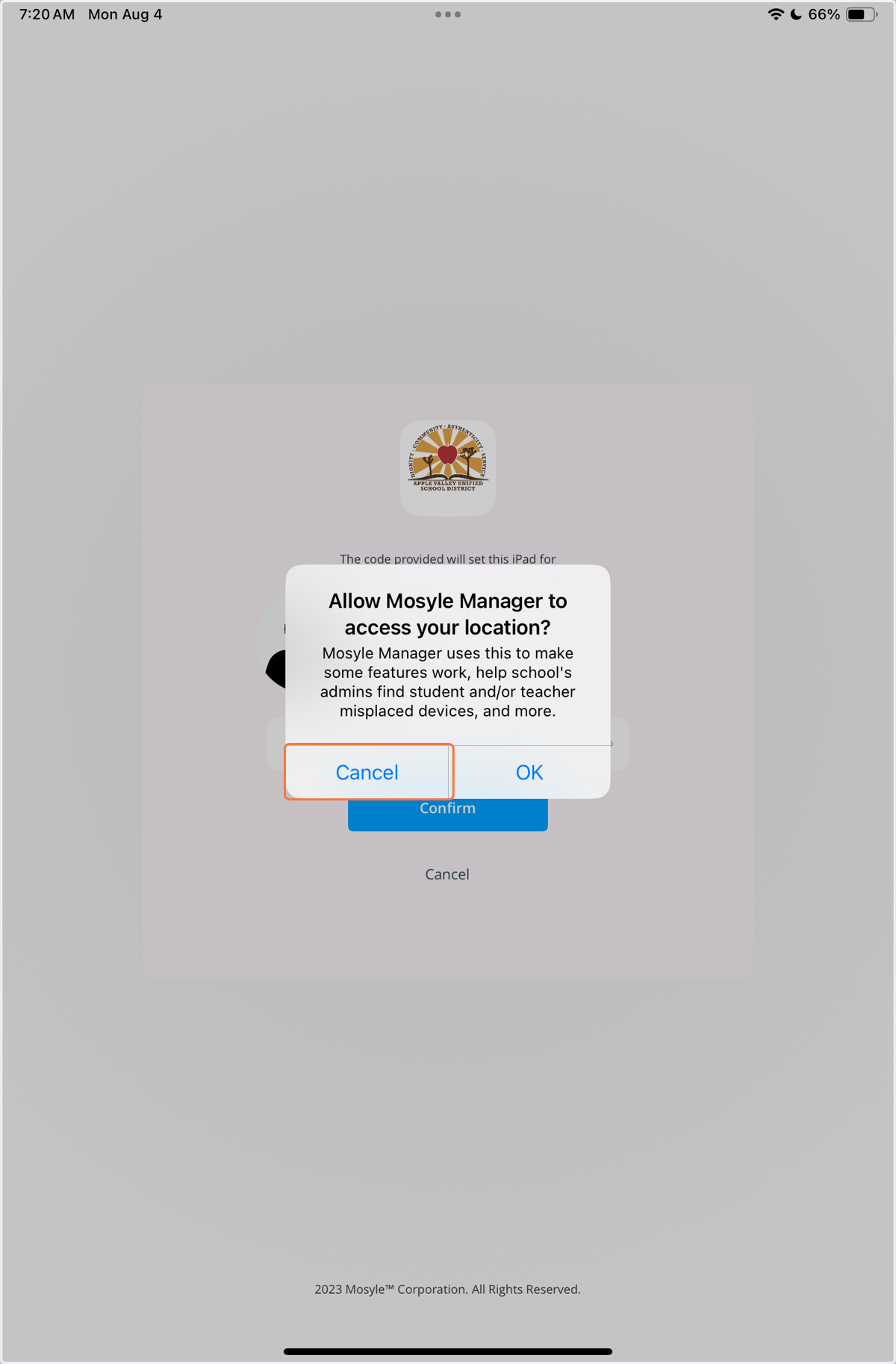 If prompted, select "Cancel" for location services