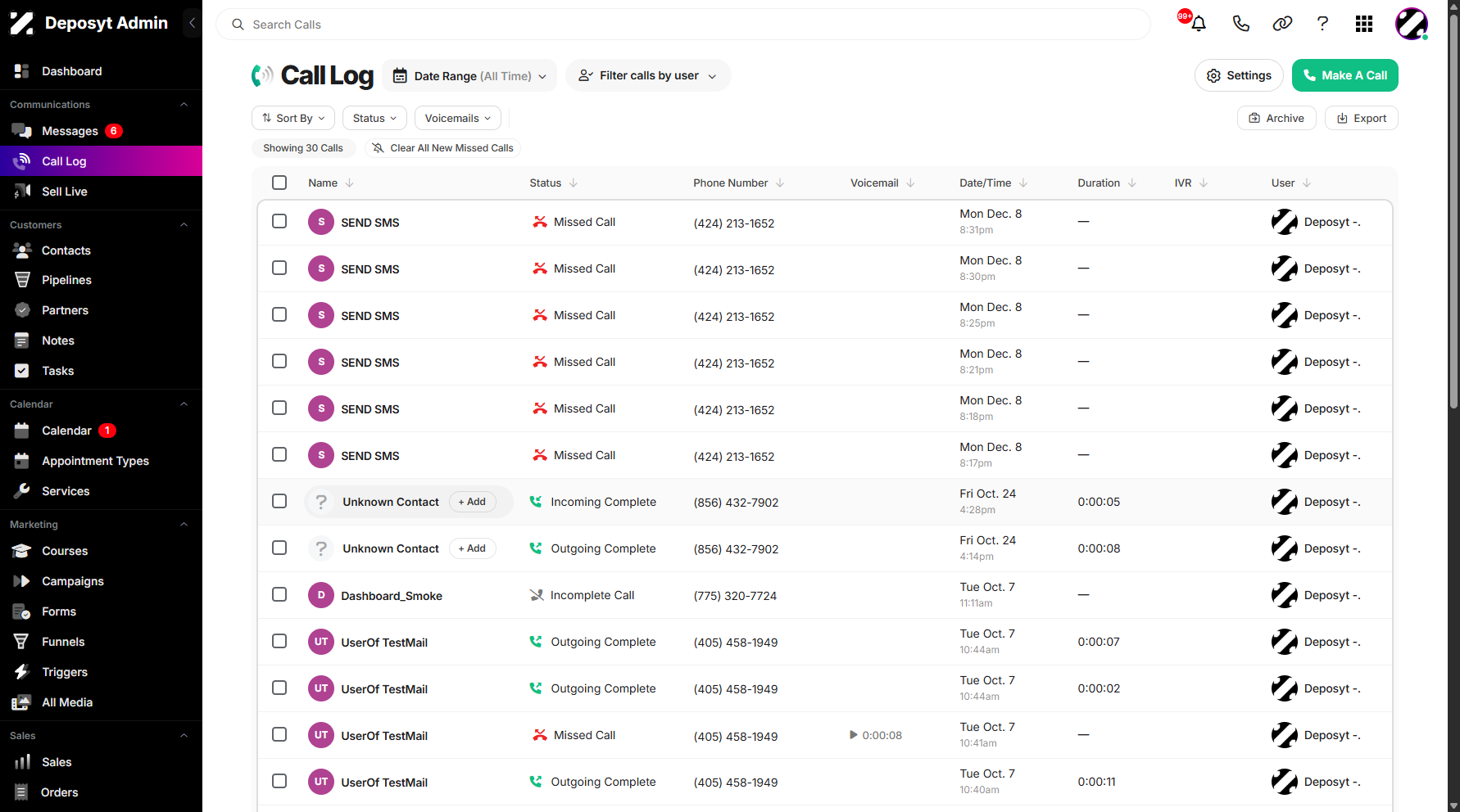Step 3: Select the unknown contact from the Call Log entries and click on the +Add button.
