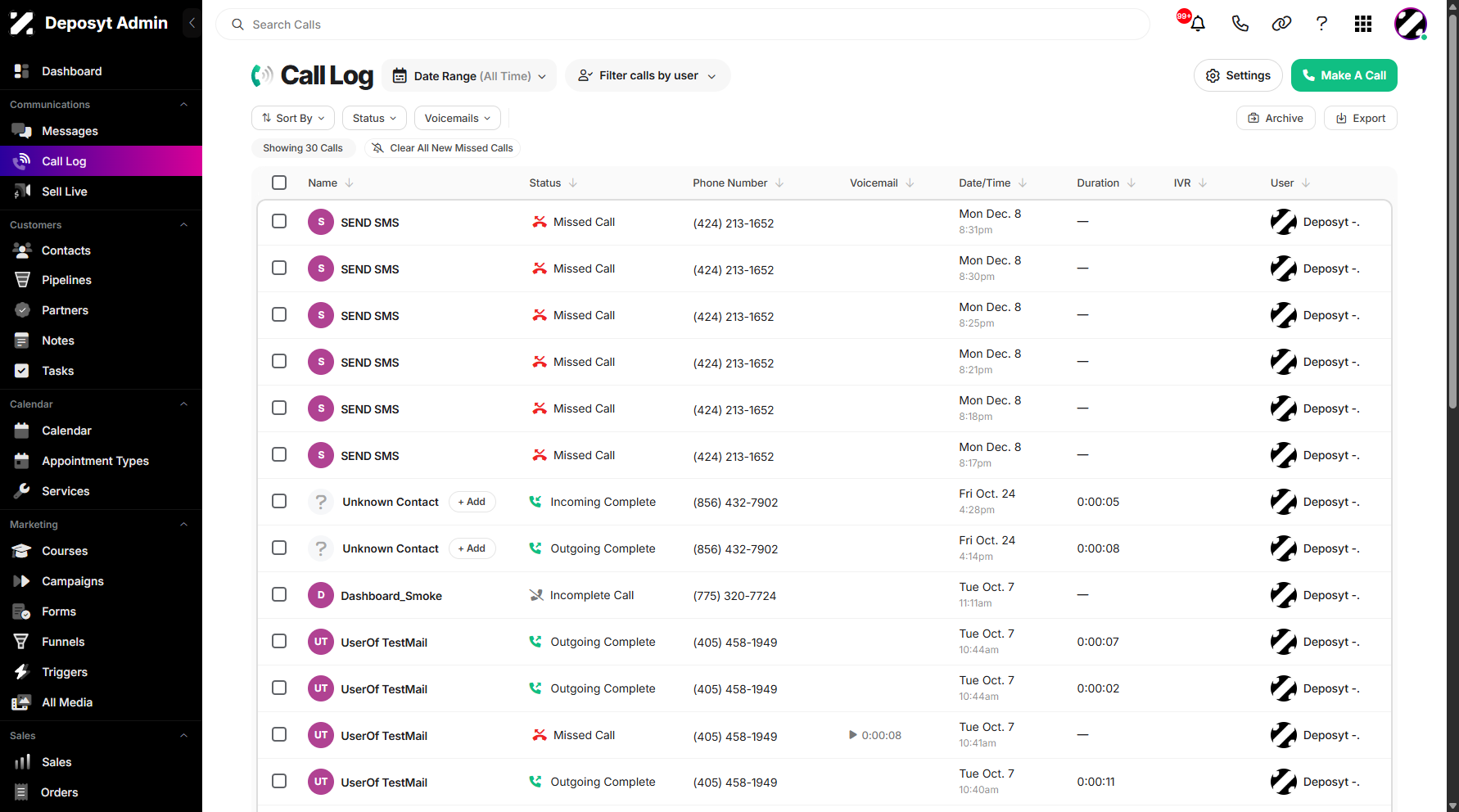 Step 2: You will be navigated to the Call Log.