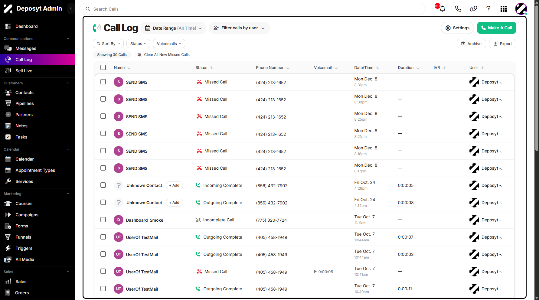 Step 2: You will be navigated to the Call Log.