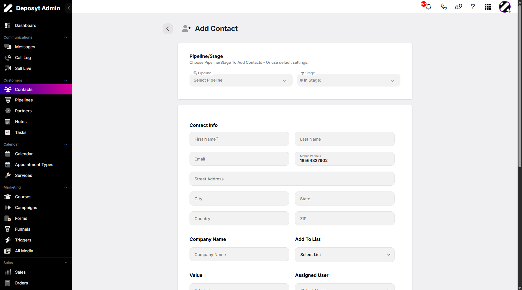 Step 4: You will be redirected to a new page where you can fill in the data fields.