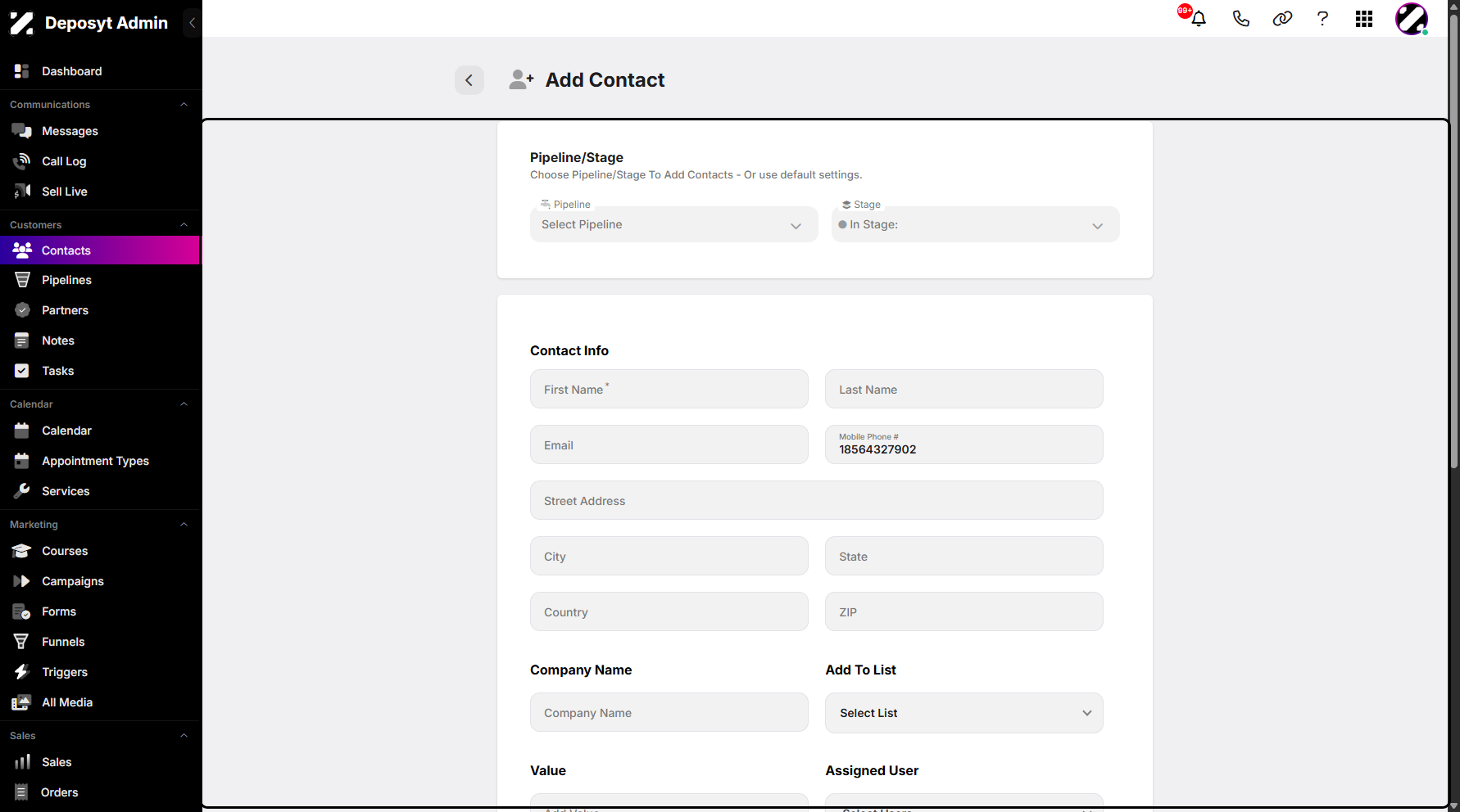 Step 4: You will be redirected to a new page where you can fill in the data fields.