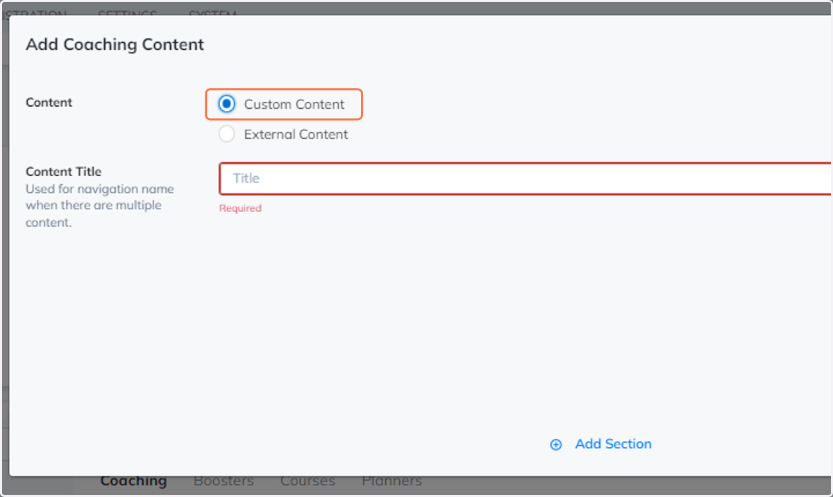 Choose "Custom Content"