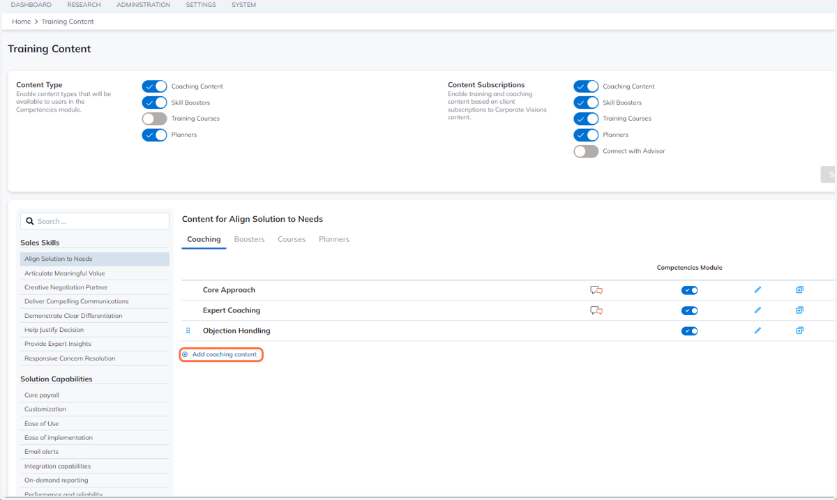 Click on "Add coaching content"