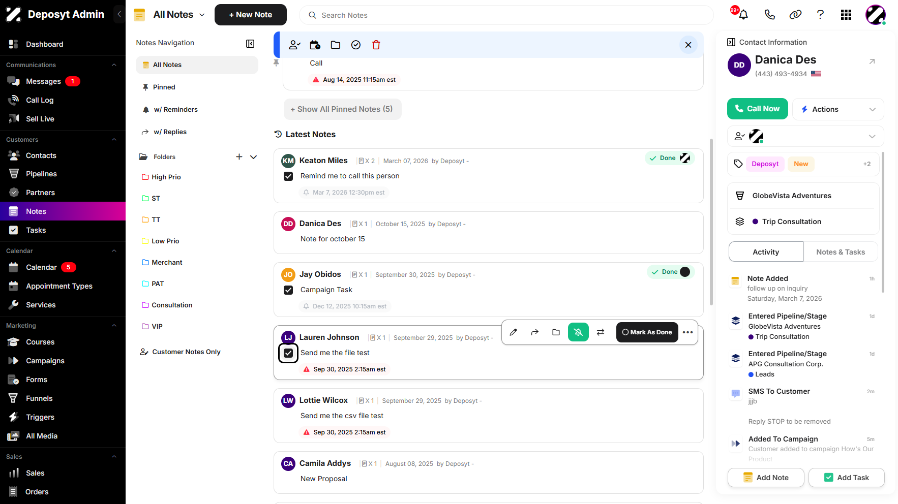 Step 3: Select notes by clicking the checkboxes. Multiple notes can be selected.