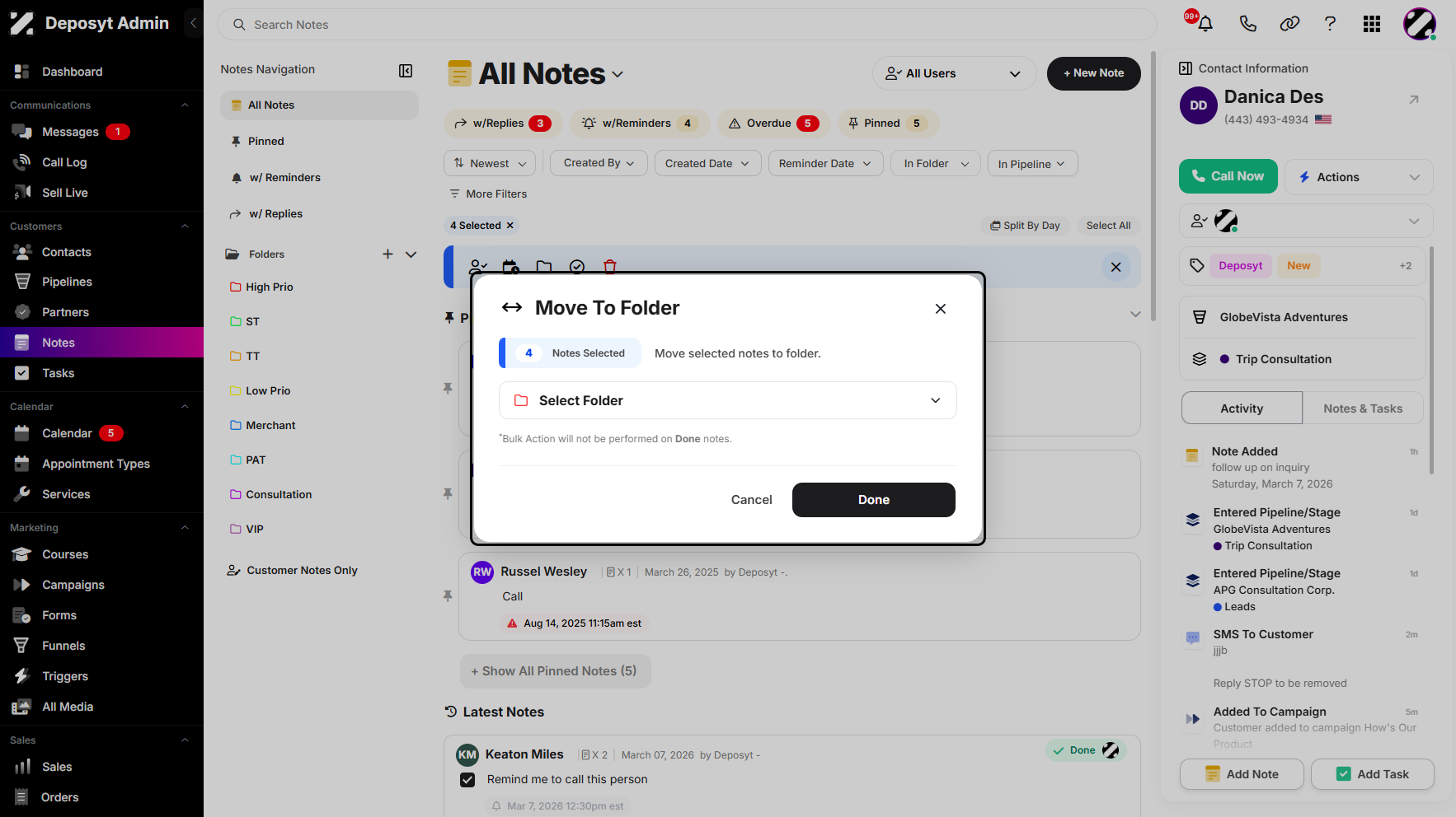 Step 7: You can even move all selected notes to a folder.