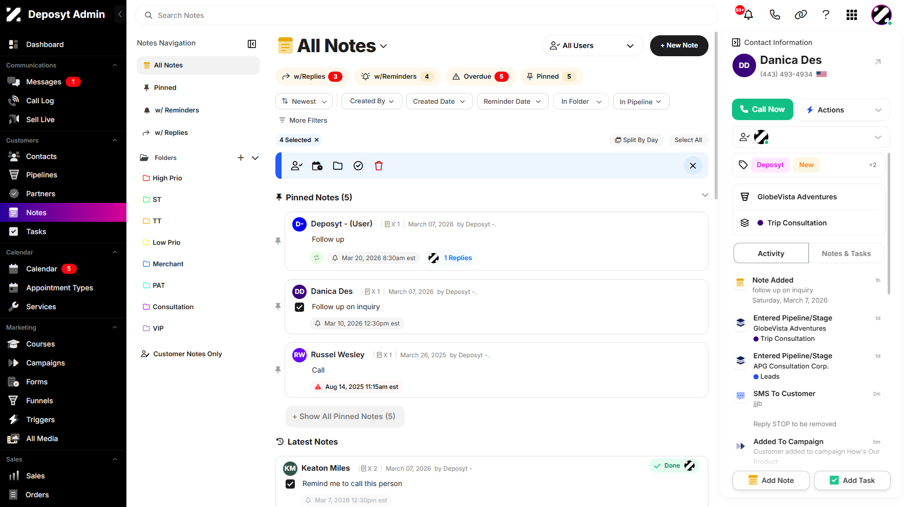 Step 4: The bulk action panel will appear, enabling you to perform actions on multiple notes.
