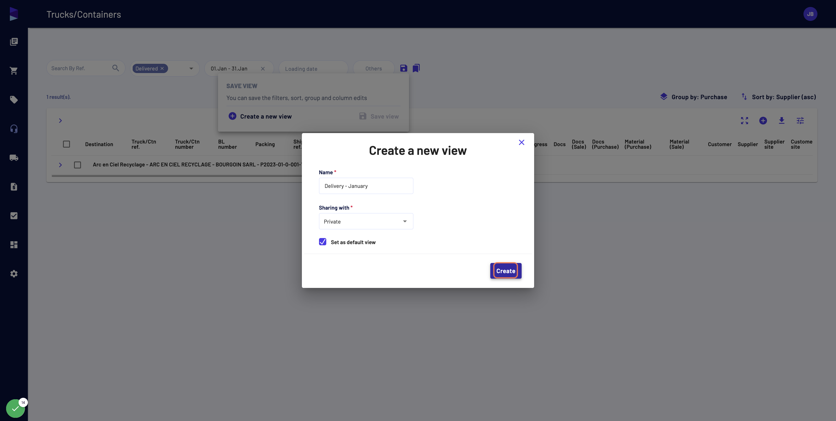 Then click on "Create"