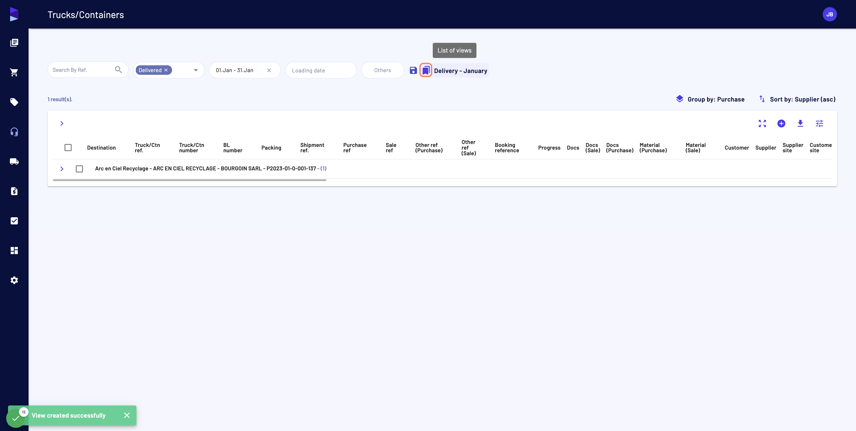 To access your list of views, click on "List of views"