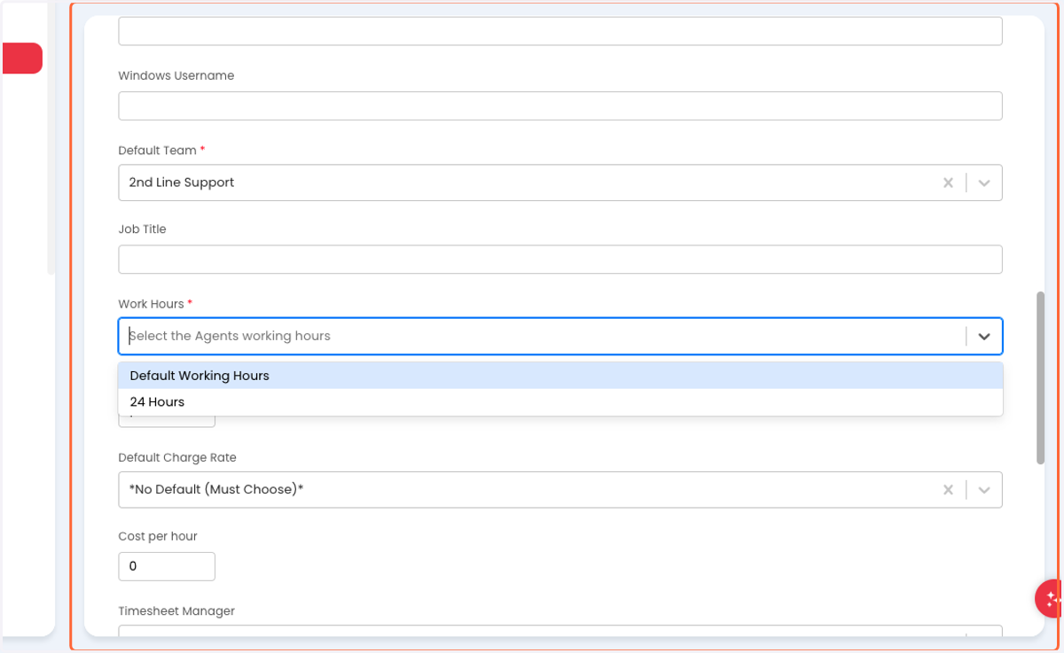 Select the appropriate Work Hours