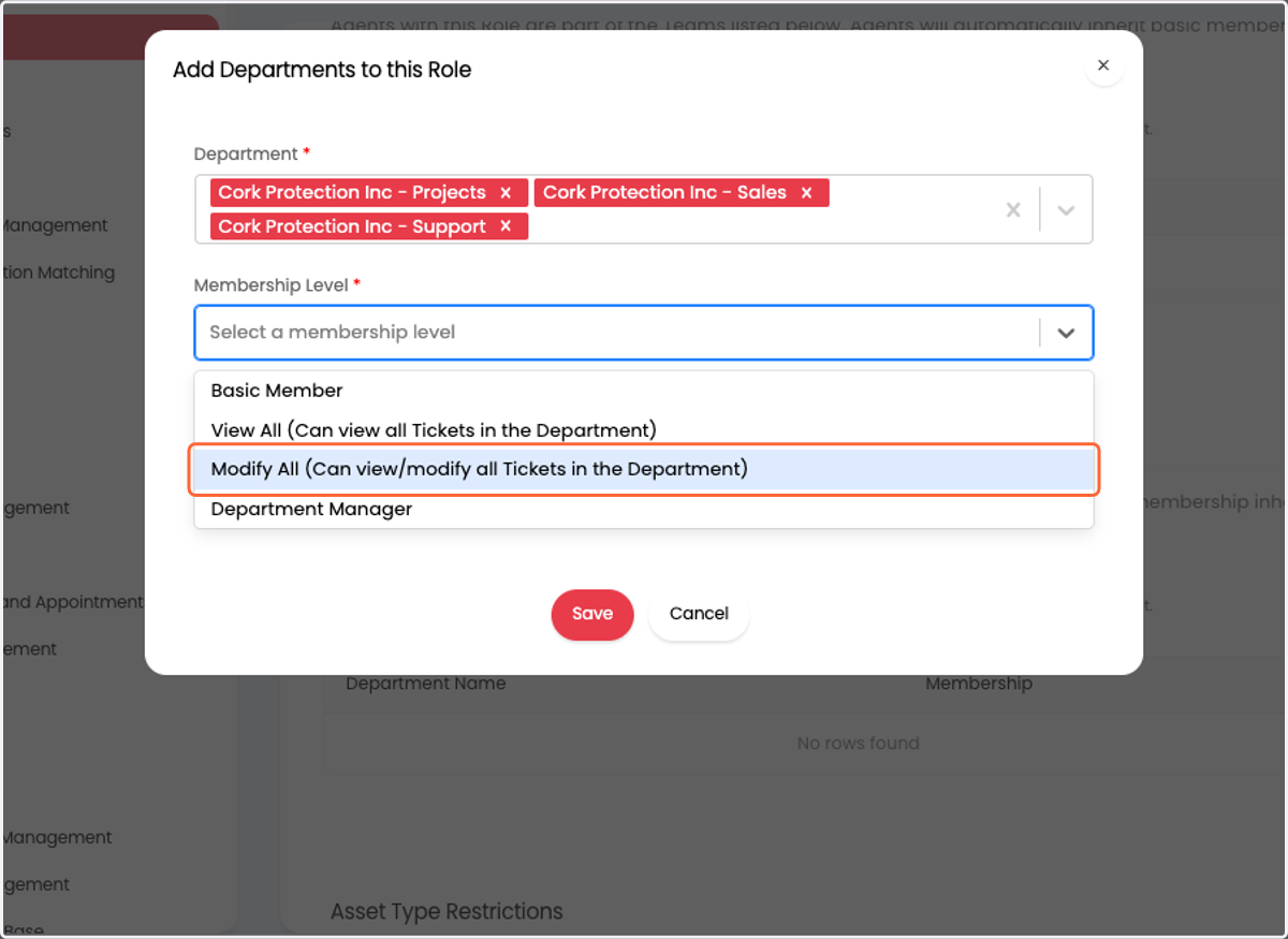 Click on Modify All for Membership Level