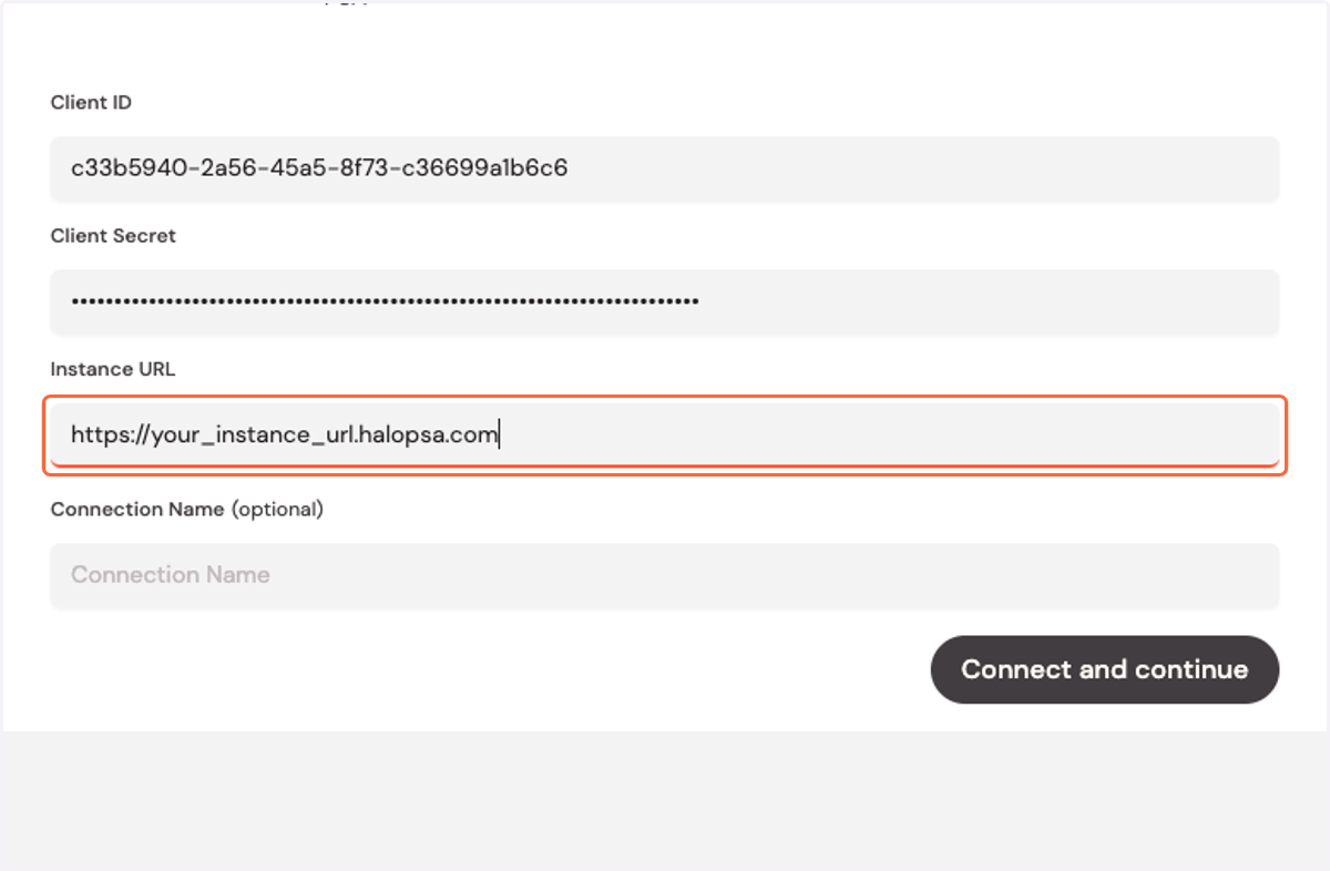 Enter your Halo Instance URL