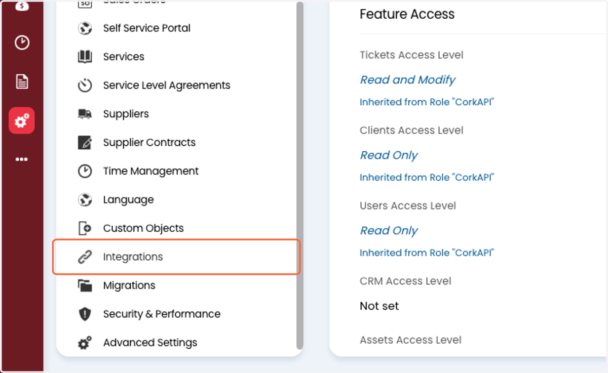 Click on Integrations