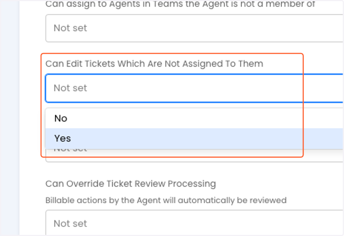 Select "Yes" for Can Edit Tickets Which Are Not Assigned To Them