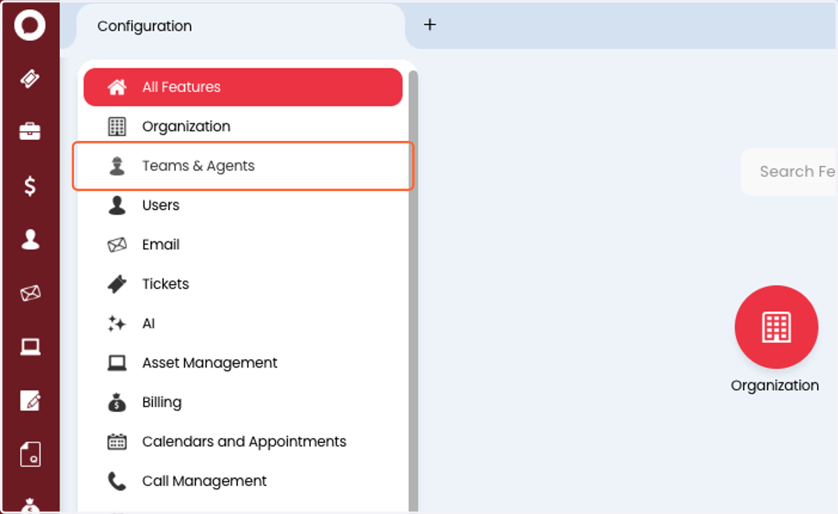 Click on Teams & Agents