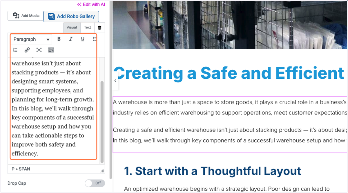 Start pasting new content in this section