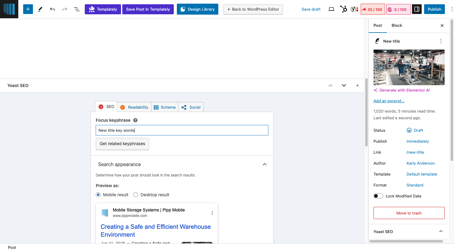 Scroll all the way down to SEO Section Type in the new title key words