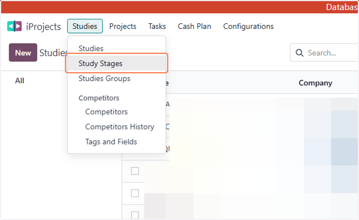 Click on Study Stages