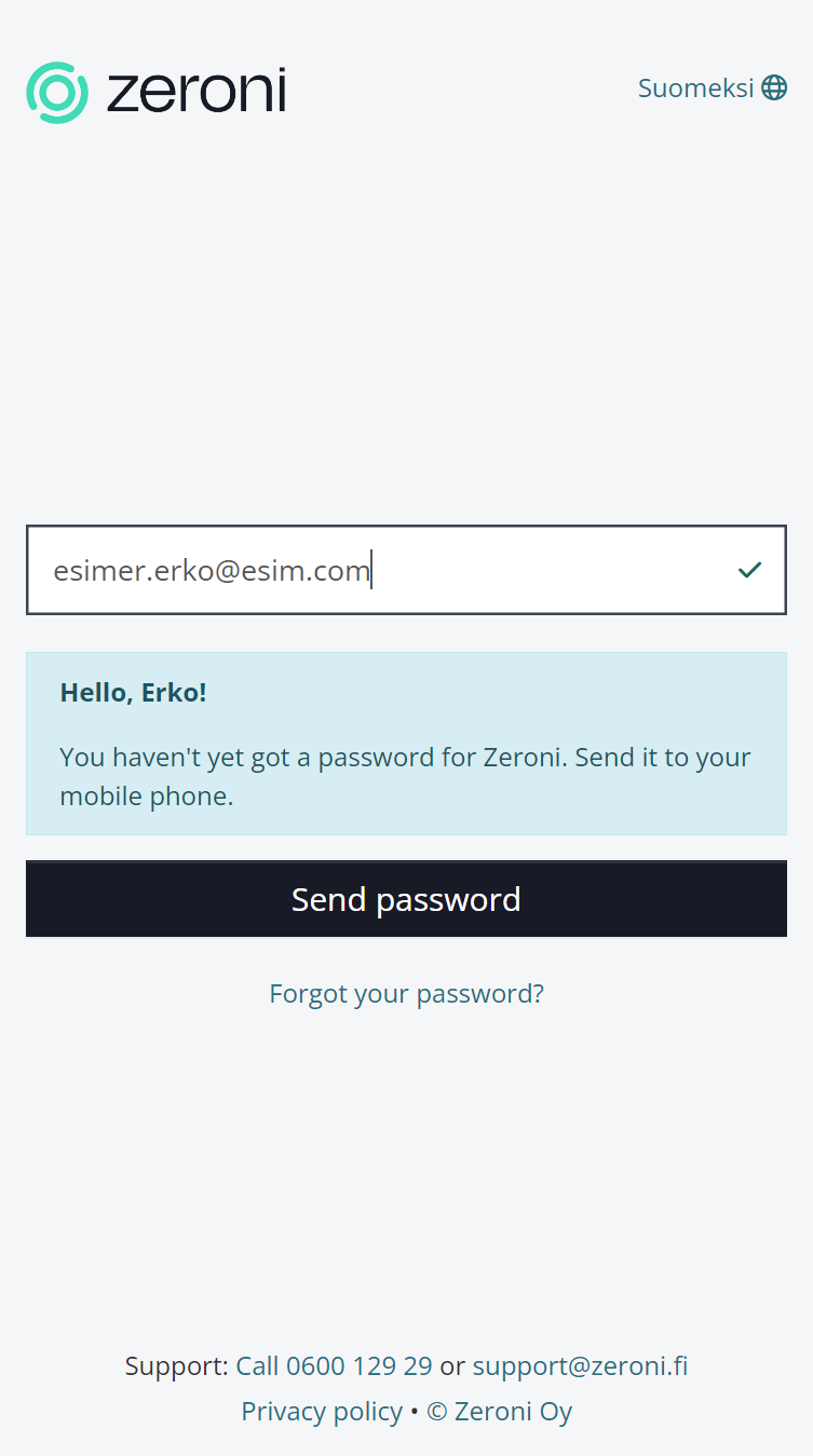 Click on Send password