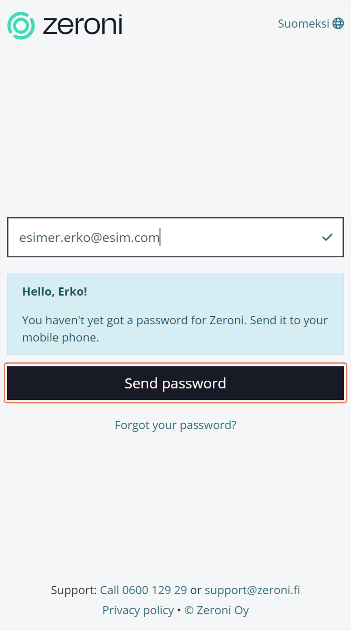 Click on Send password