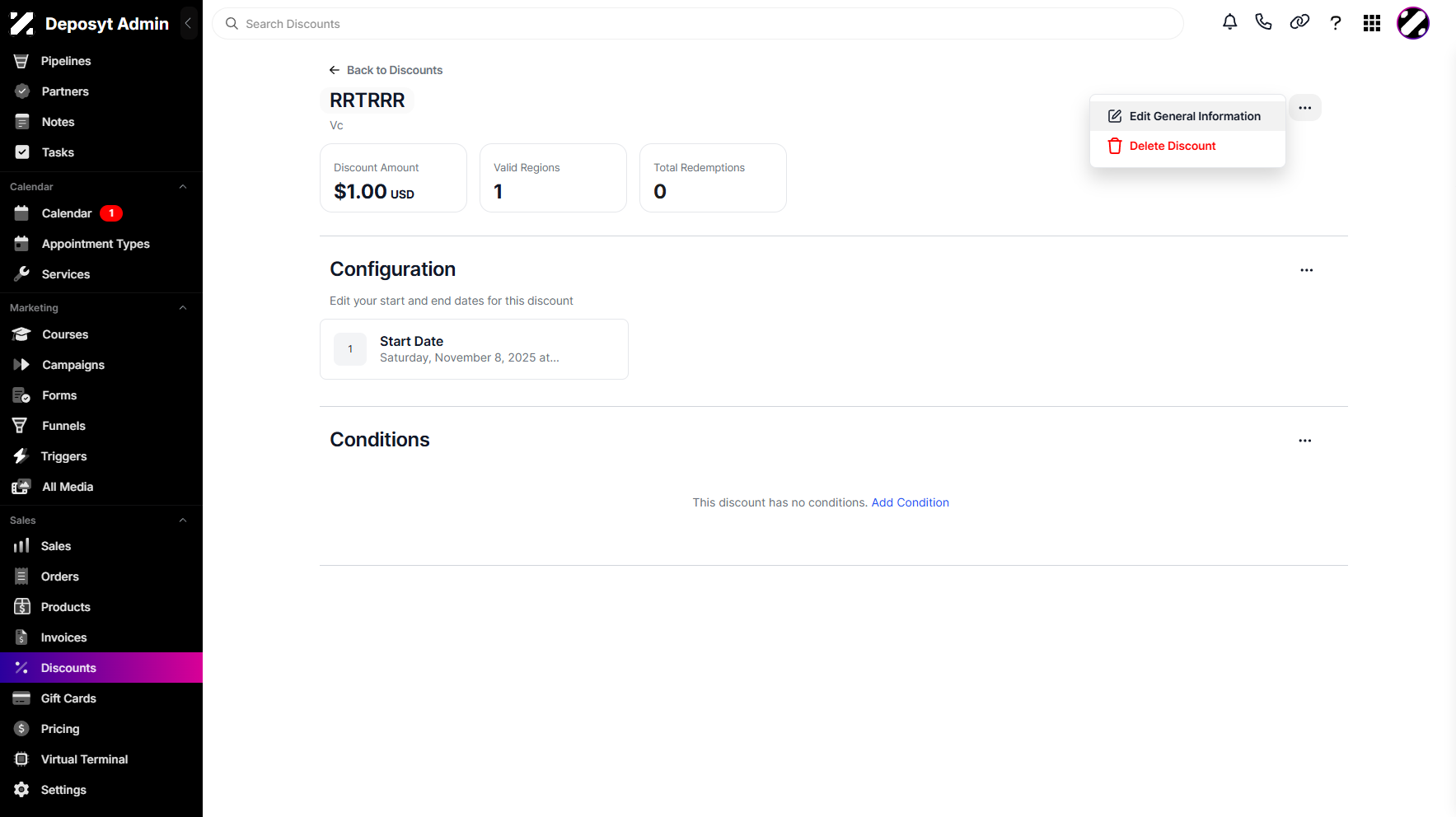 Step 7: Select the Edit General Information option from the dropdown menu.