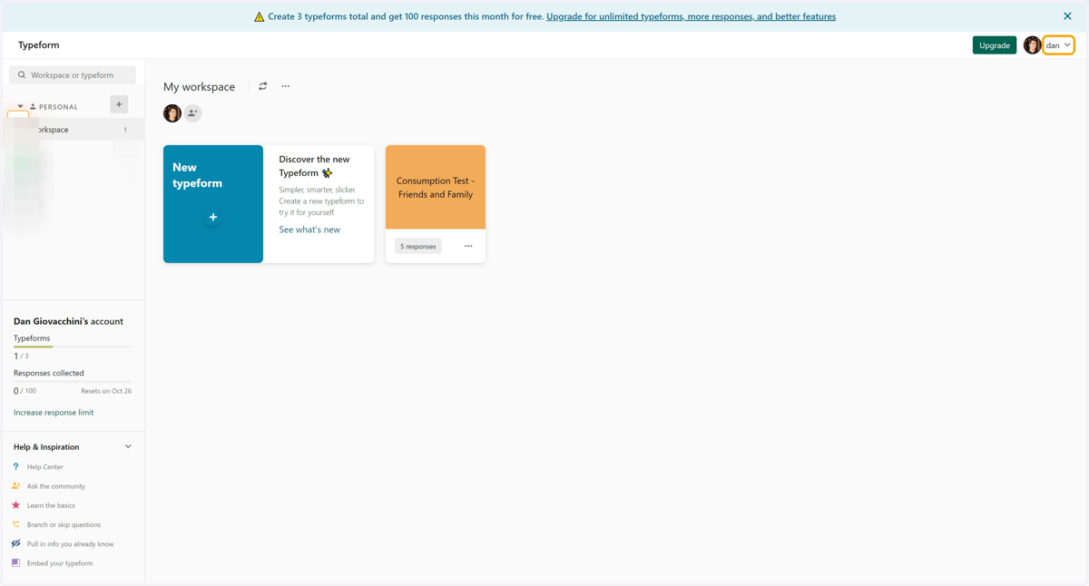 Go to Typeform - Workspaces