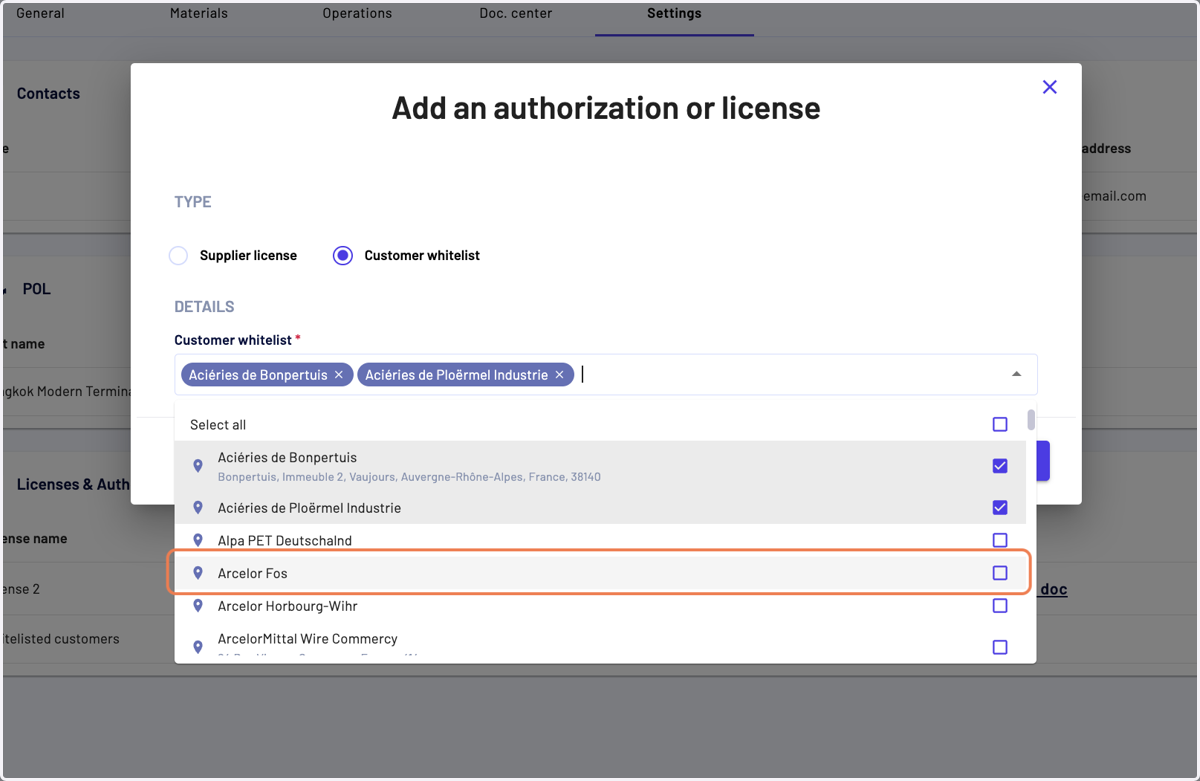 You can select multiple customers