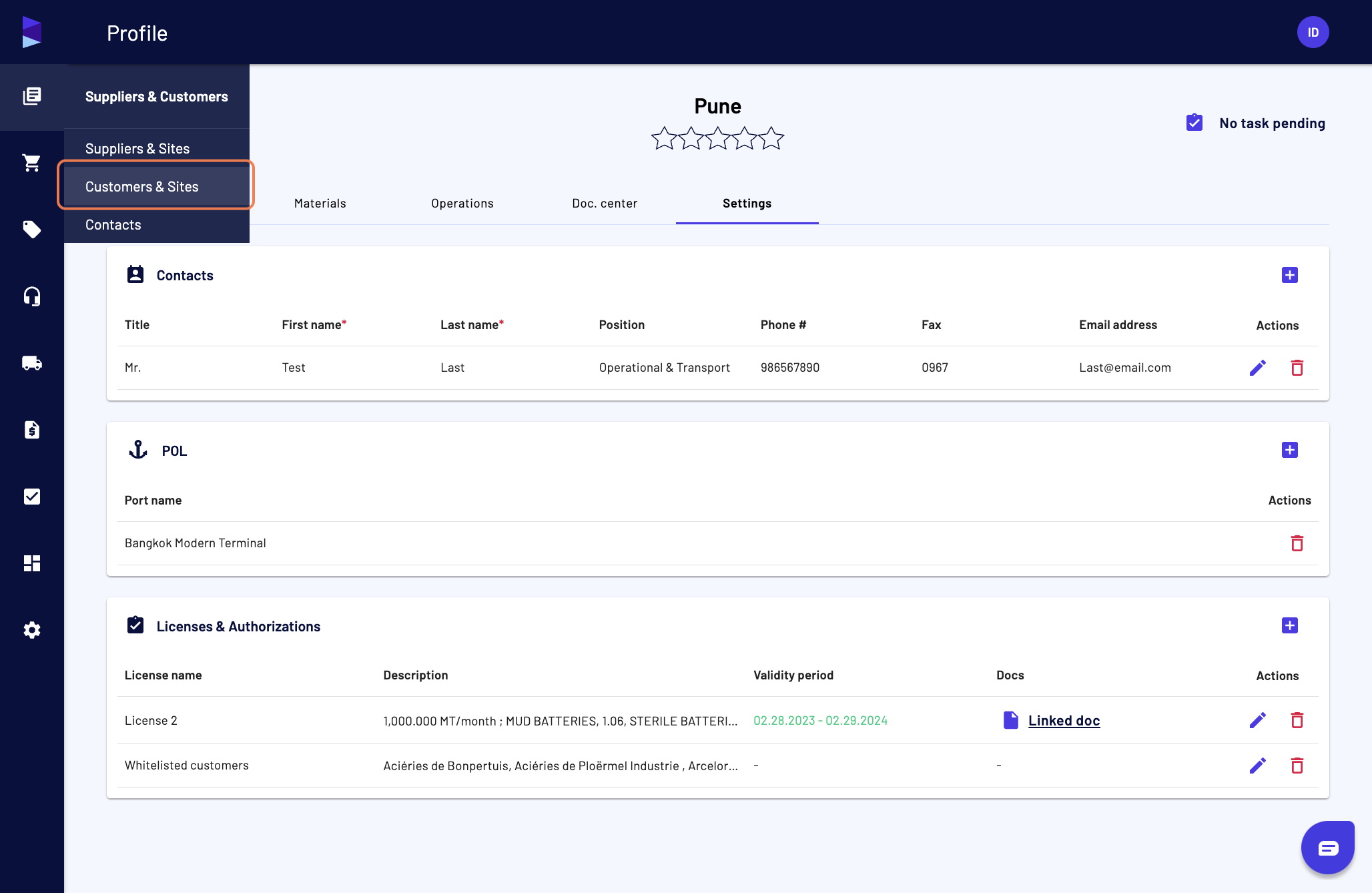 From the "Customers & Sites", you can only add customer licenses for now