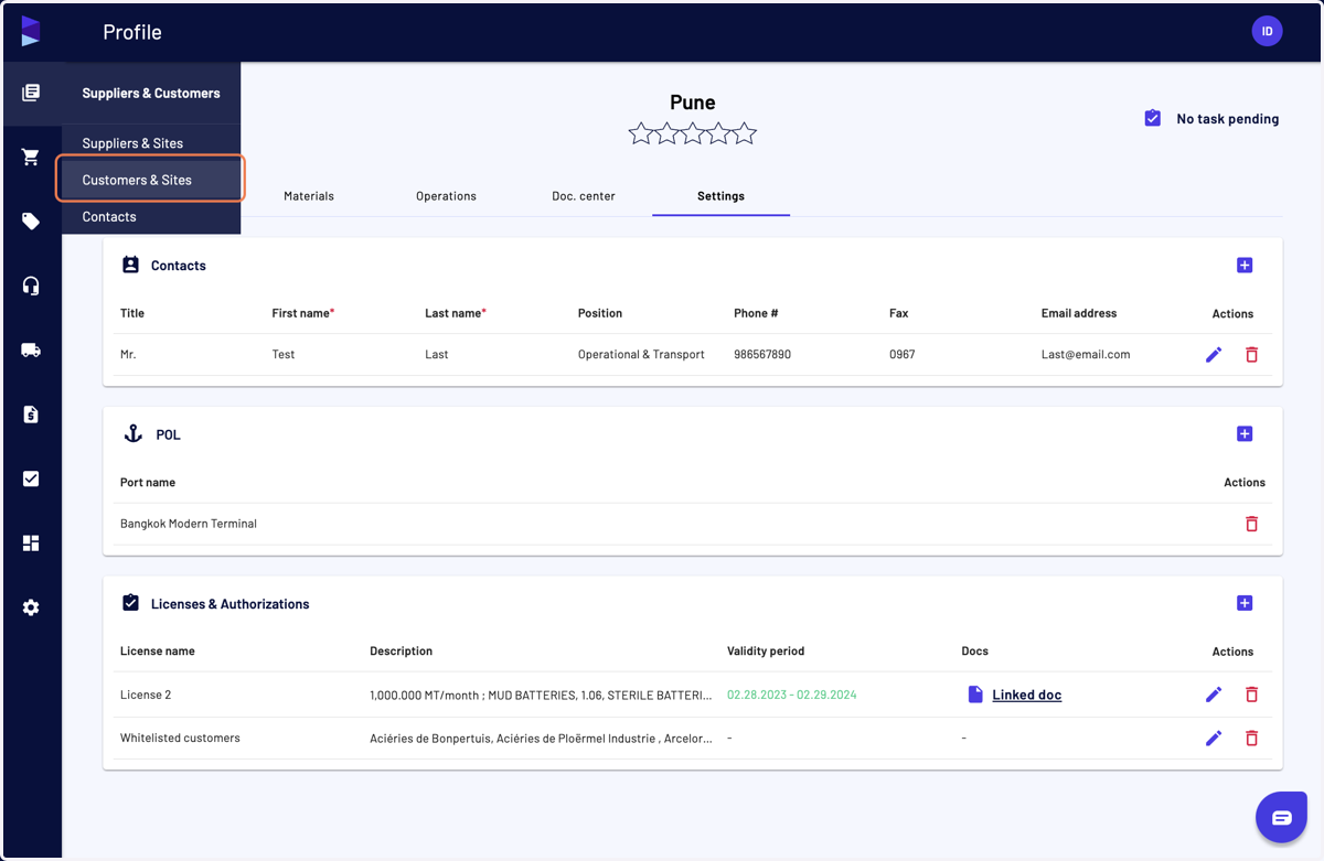 From the "Customers & Sites", you can only add customer licenses for now