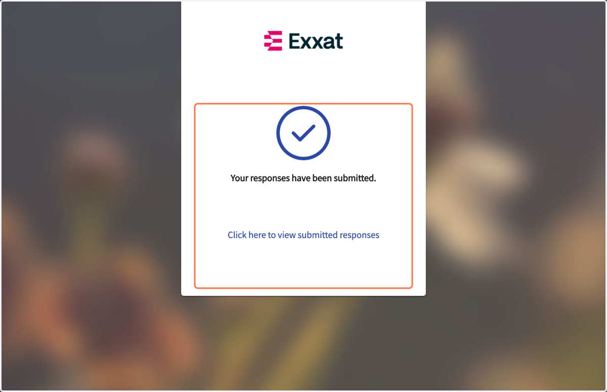 When submitted, this window will confirm submission.