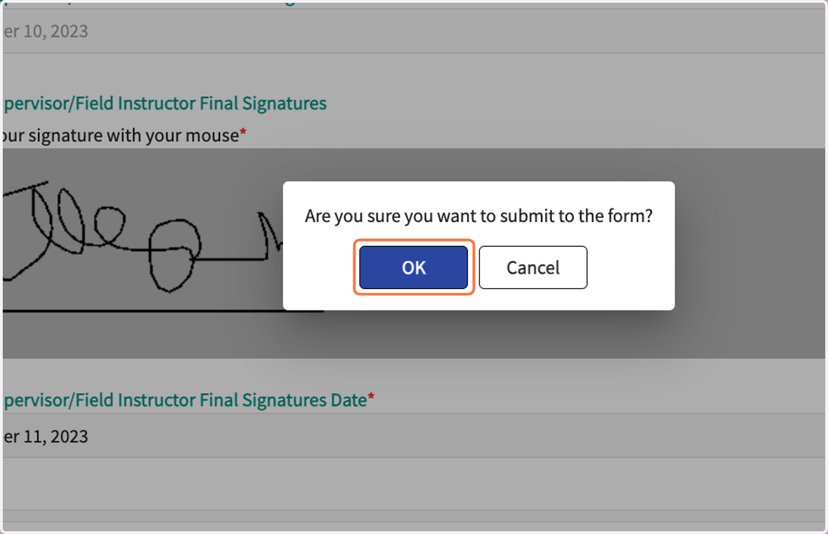 Click on OK in the pop-up.