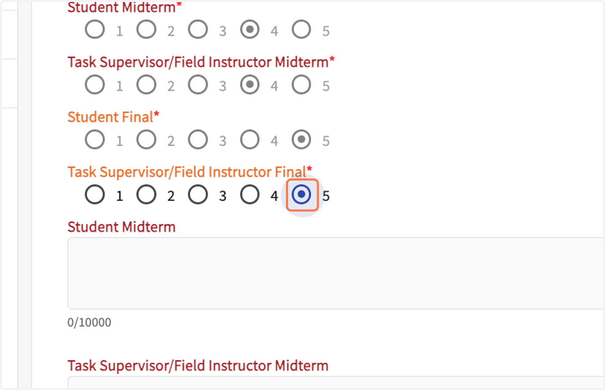 Rate the student on all of the 10 Competencies.