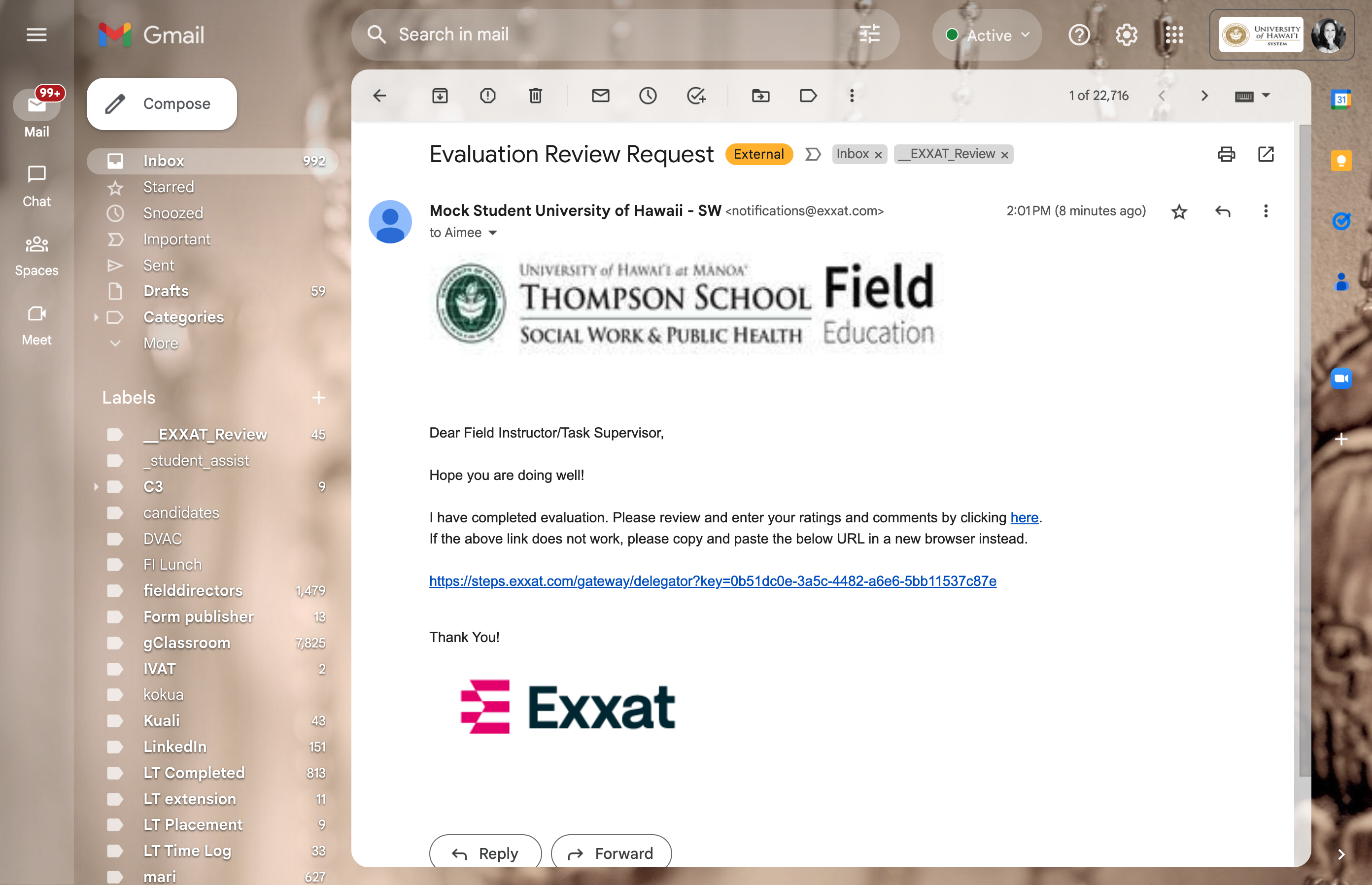 The email subject line should be, "Evaluation Review Request."