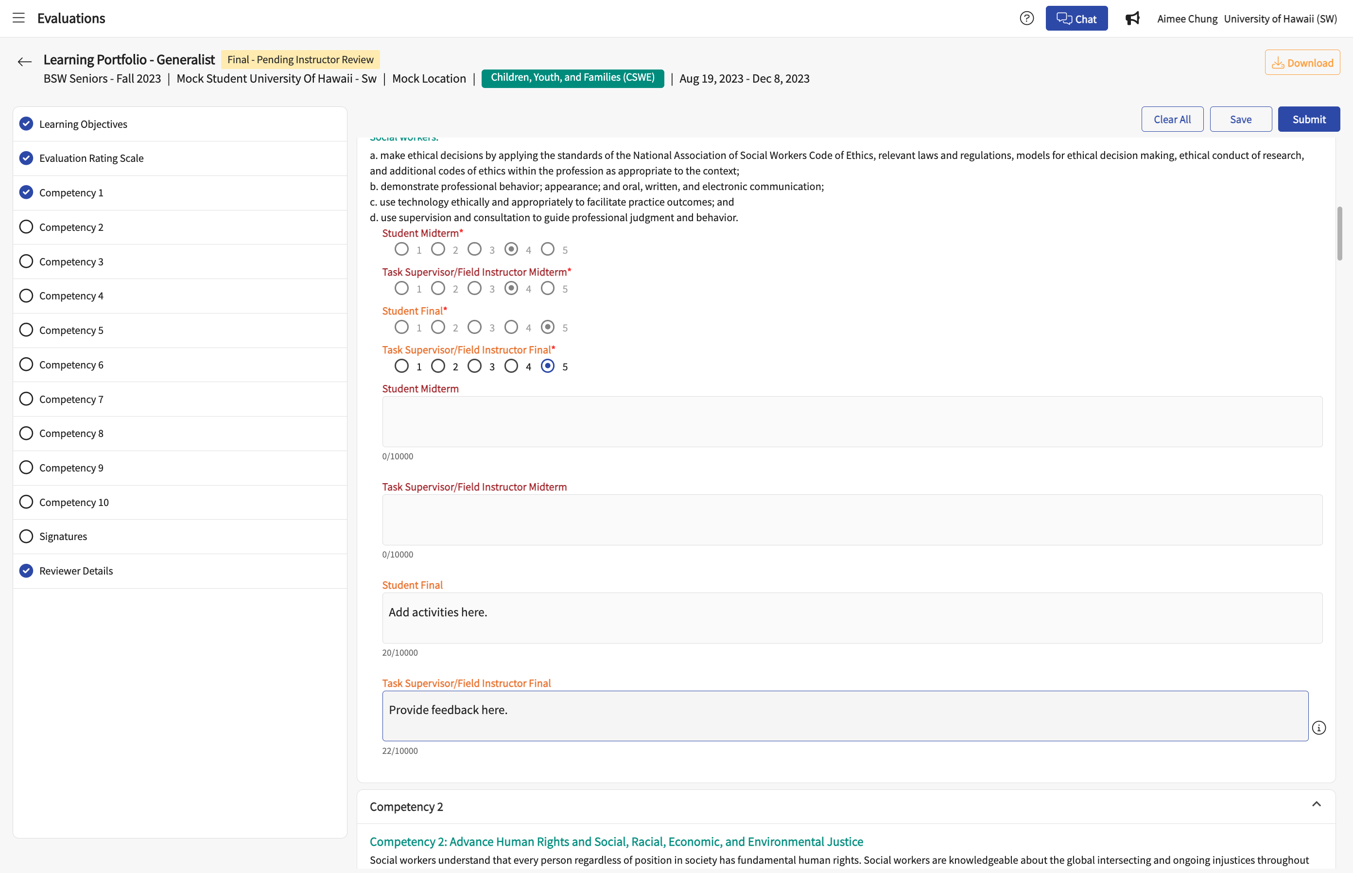 Provide feedback to the student, especially for any score below 5.