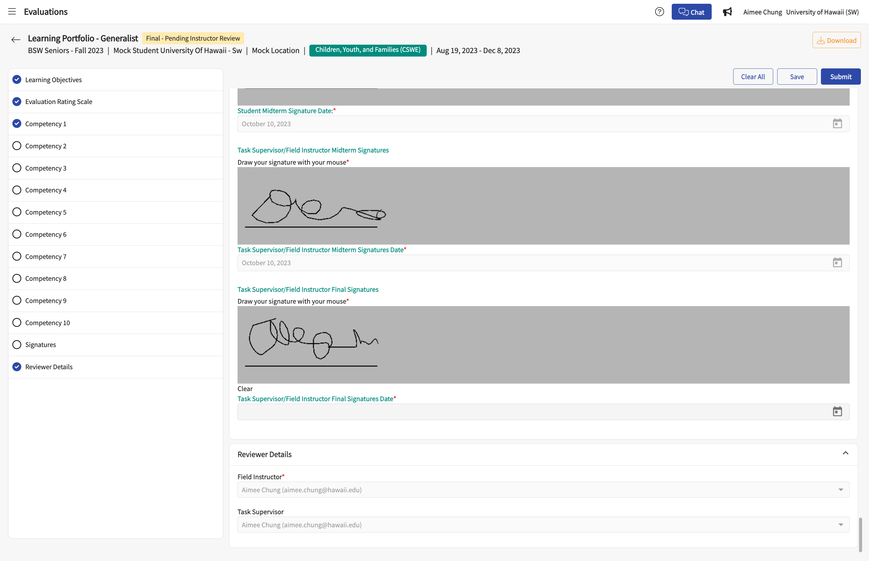 Field Instructor only - Draw signature.