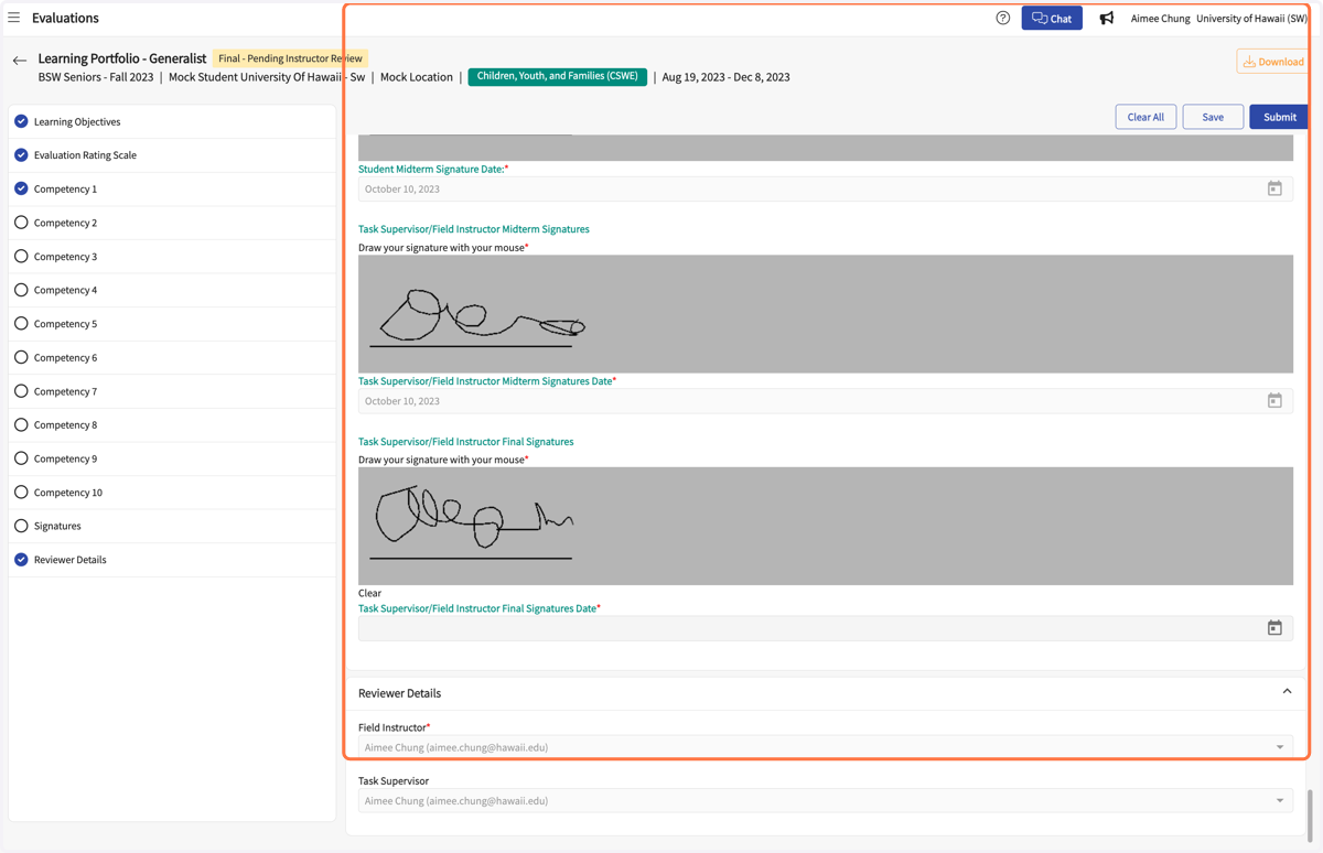 Field Instructor only - Draw signature.