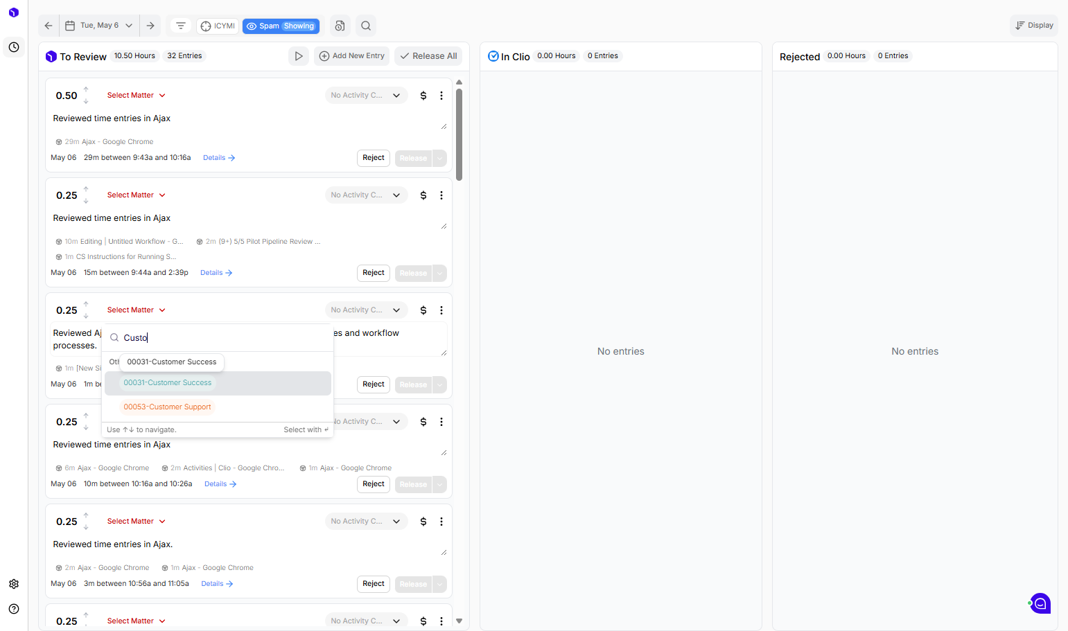 Pick the new matter from the dropdown