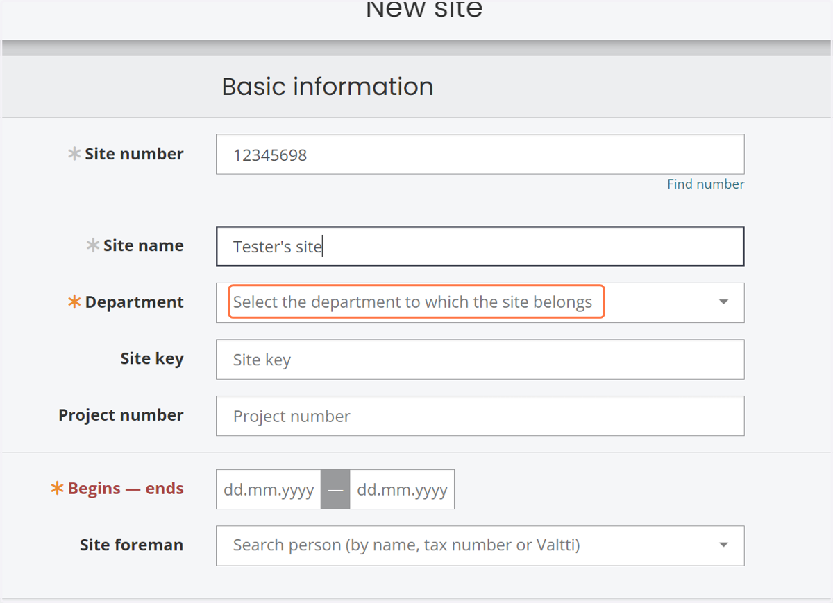 Select the department